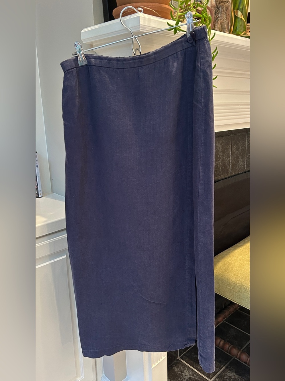 Eileen Fisher Navy Linen Midi Skirt
